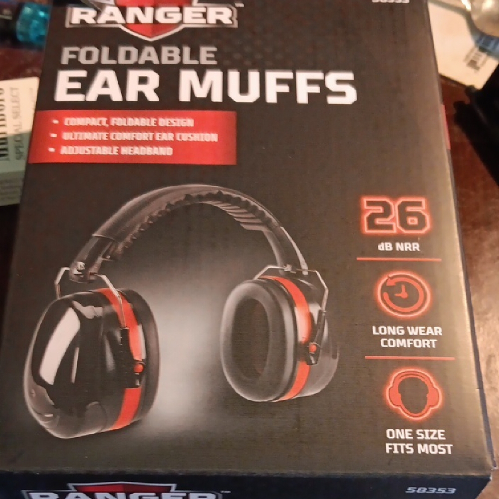 NIB LIMITED SUPPLY LEFT..Ranger Foldable Ear Muffs with Red Accents